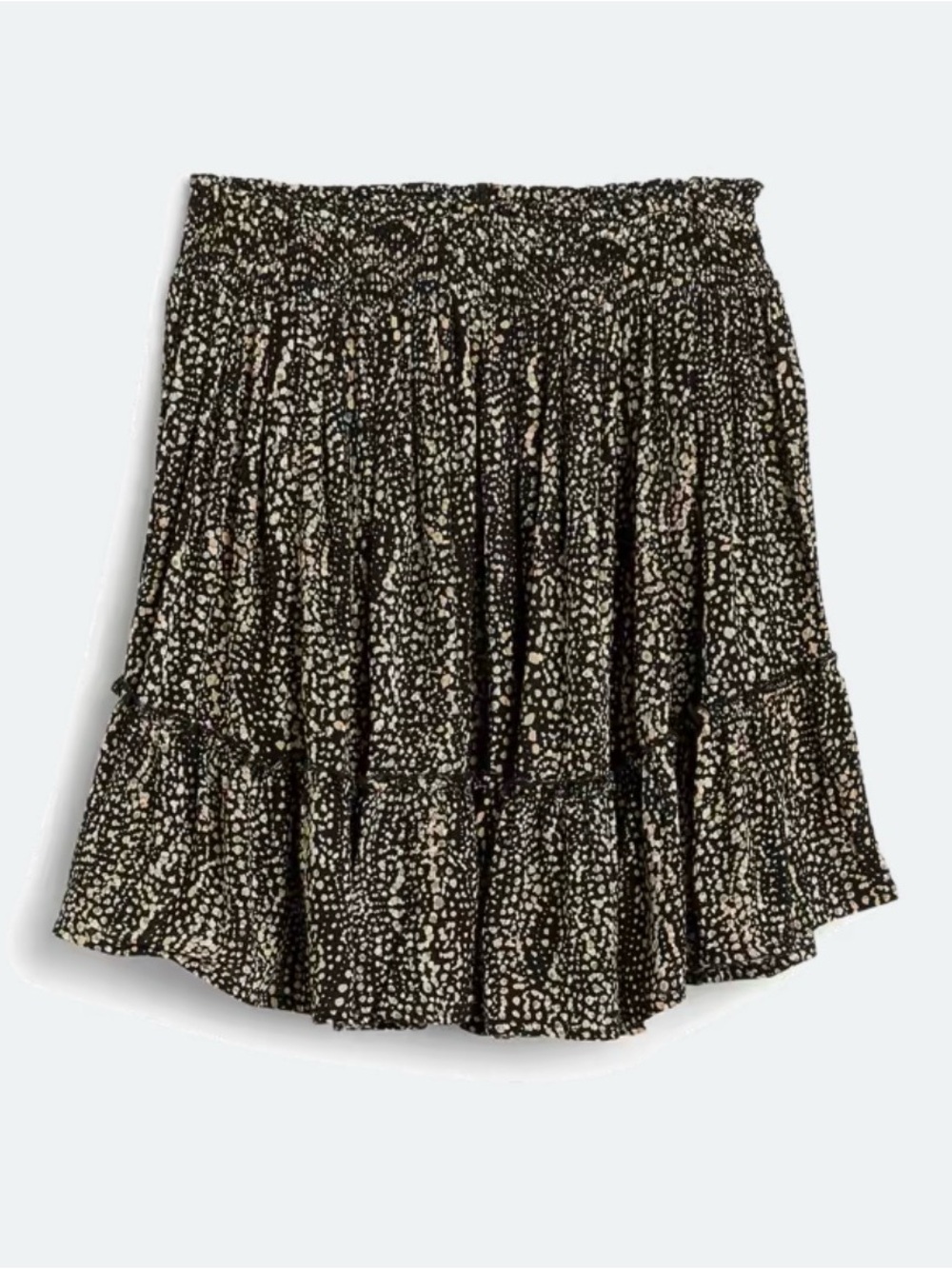 Z Supply Black & Cream Tiered Smocked Mini Skirt